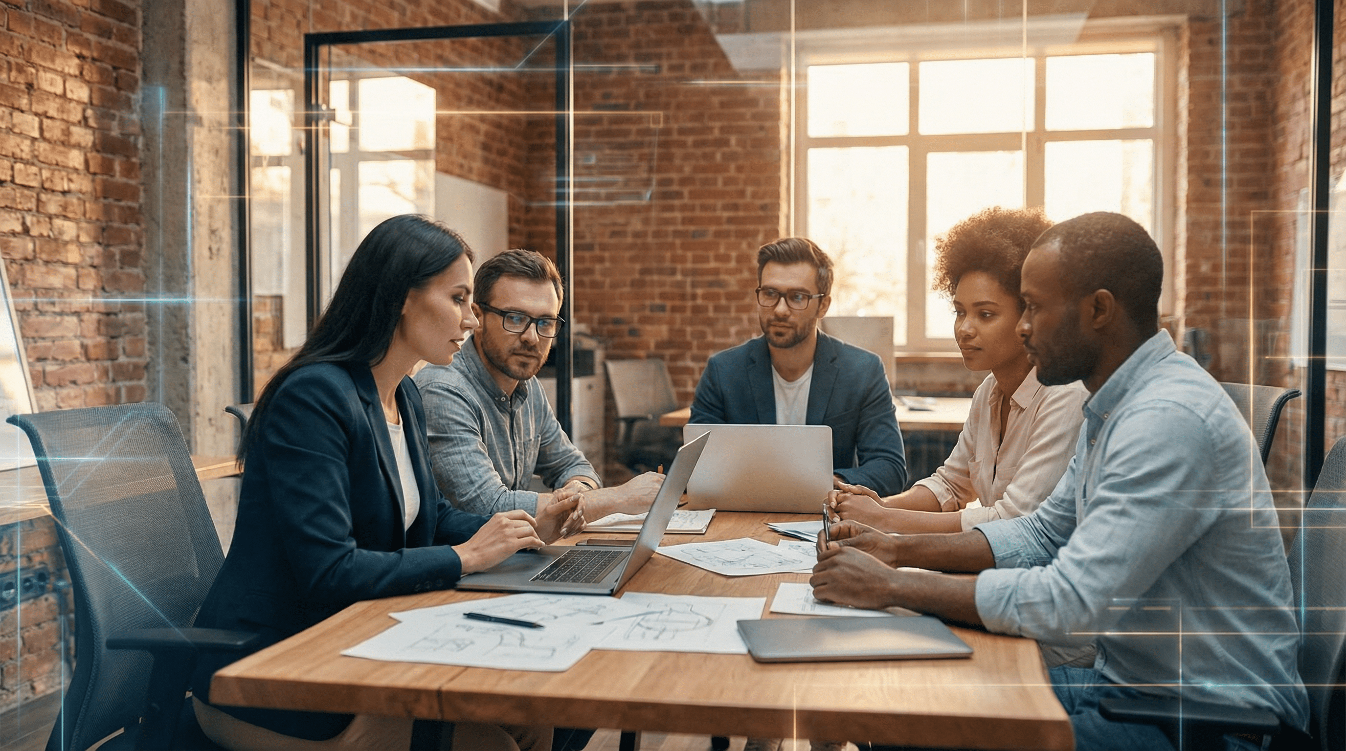 People collaborating in a modern learning environment